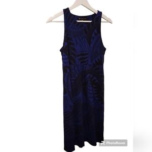 Athleta Womens Santorini High Neck Dress Size Medium Tall Blue Black Sleeveless